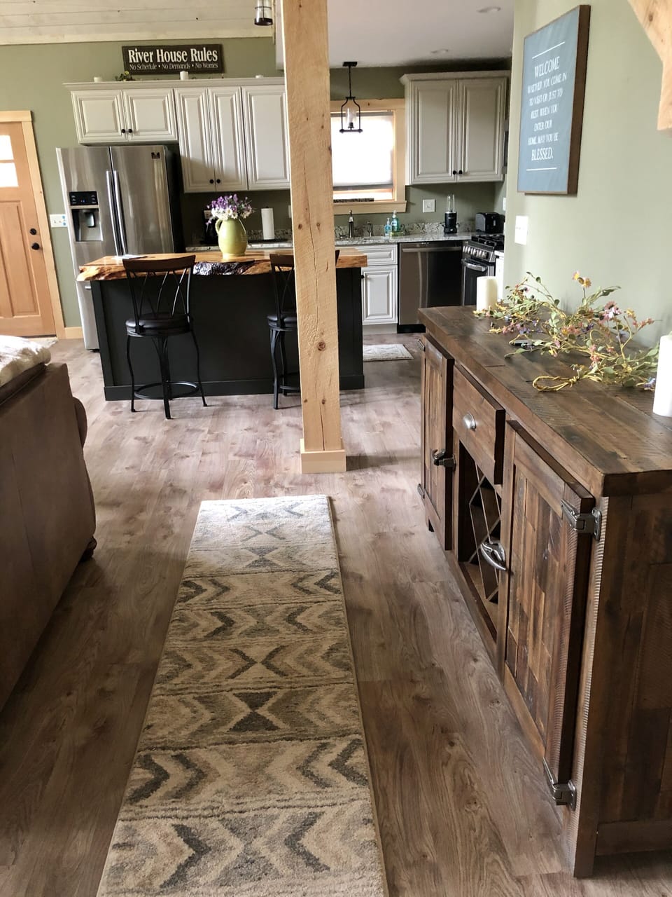 View from side door into living space