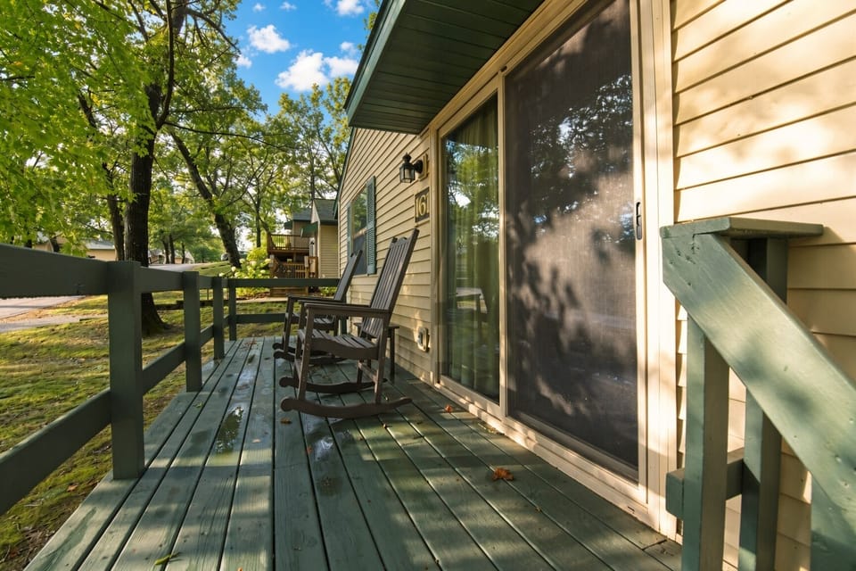 Cottage Porch • Rocking Chairs at Sliding Door