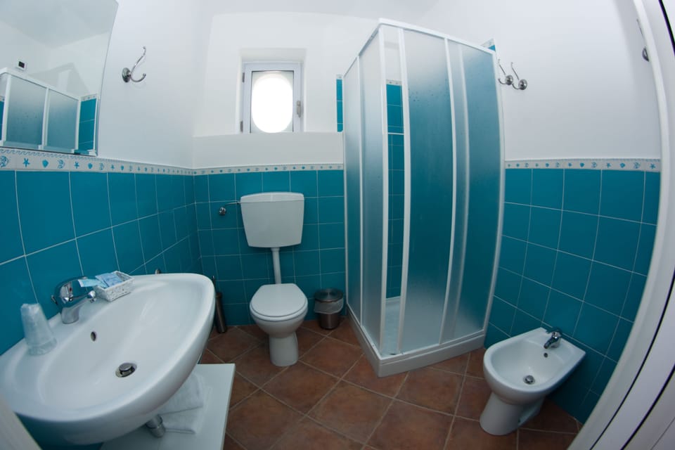 Shower, free toiletries, hair dryer, bidet