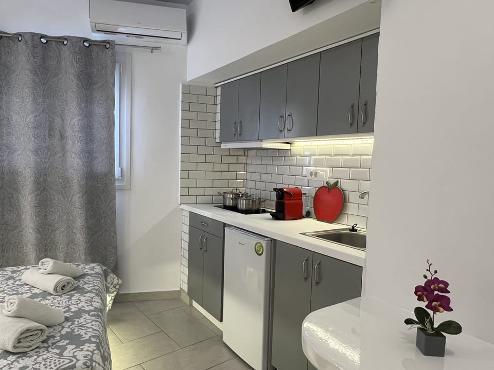 Deluxe Studio, Ground Floor | Private kitchen | Fridge, electric kettle