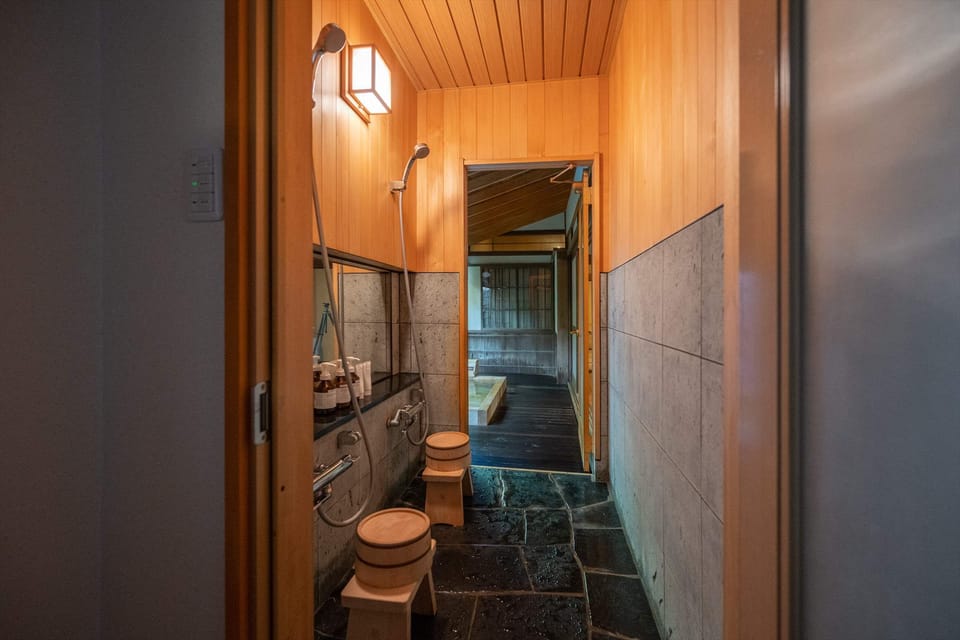 Suite "Matsukaze", Non-smoking | Bathroom | Separate tub and shower, spring water tub, designer toiletries