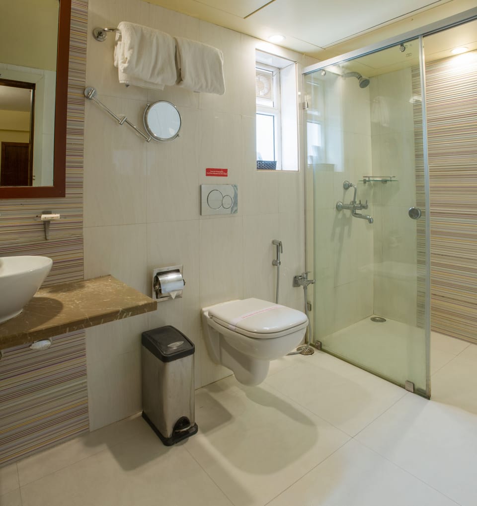 Free toiletries, hair dryer, bidet, towels