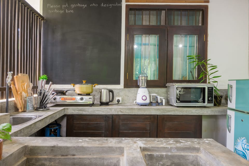 Refrigerator (on request), shared microwave