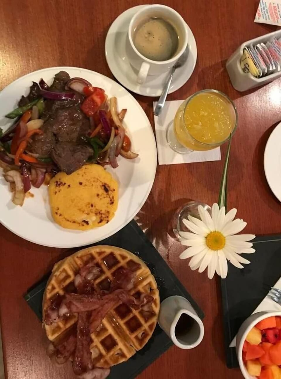 Breakfast, lunch and dinner served