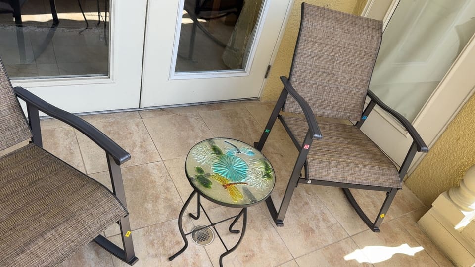Outside patio w/rocking chairs