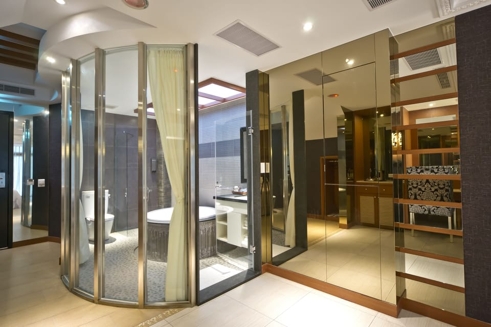 Deluxe Room, Multiple Beds, Beach View | Bathroom | Separate tub and shower, hair dryer, slippers, towels