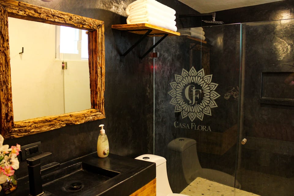 Shower, eco-friendly toiletries, hair dryer, towels