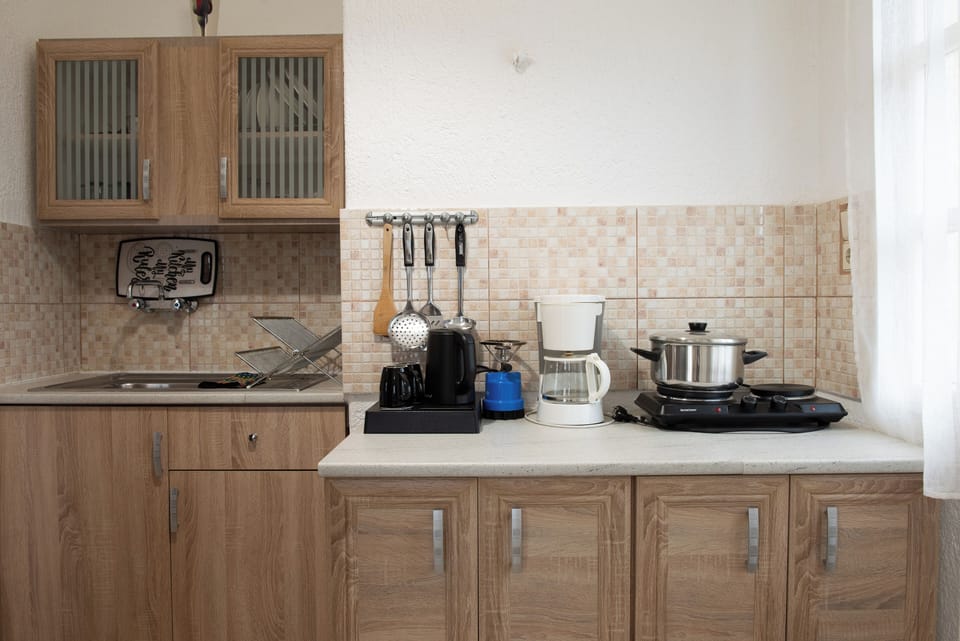 Apartment, Sea View | Private kitchen | Fridge, microwave, stovetop, coffee/tea maker