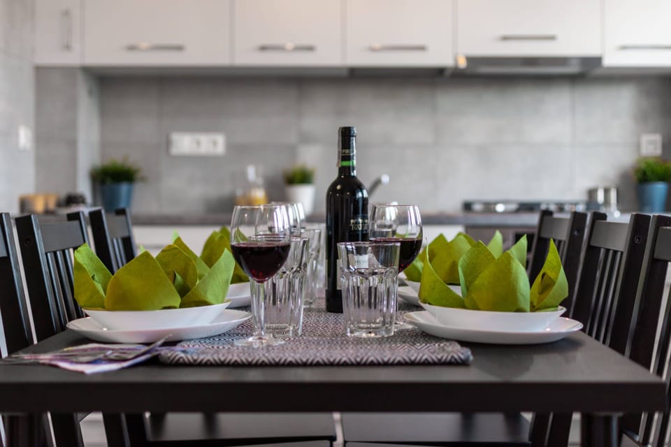 Dining area with a kitchenette.