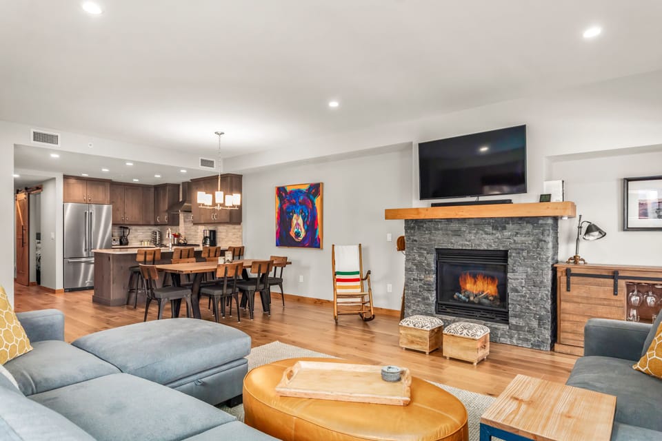 View of Kitchen and Dining Areas from Living Room