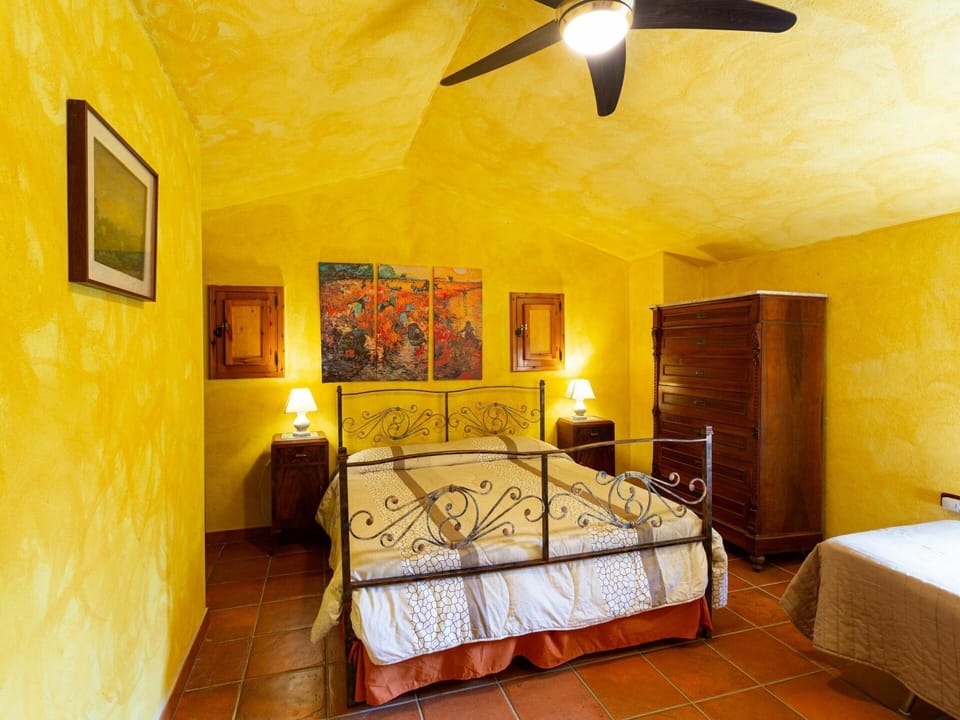 Furniture, Picture Frame, Building, Comfort, Wood, Ceiling Fan, Lighting, Decoration, Bed Frame, Yellow