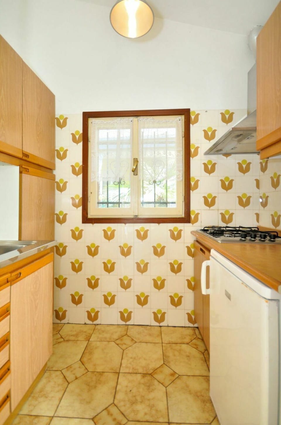 Property, Room, Tile, Floor, Interior Design, Yellow, Building, Furniture, House, Cabinetry