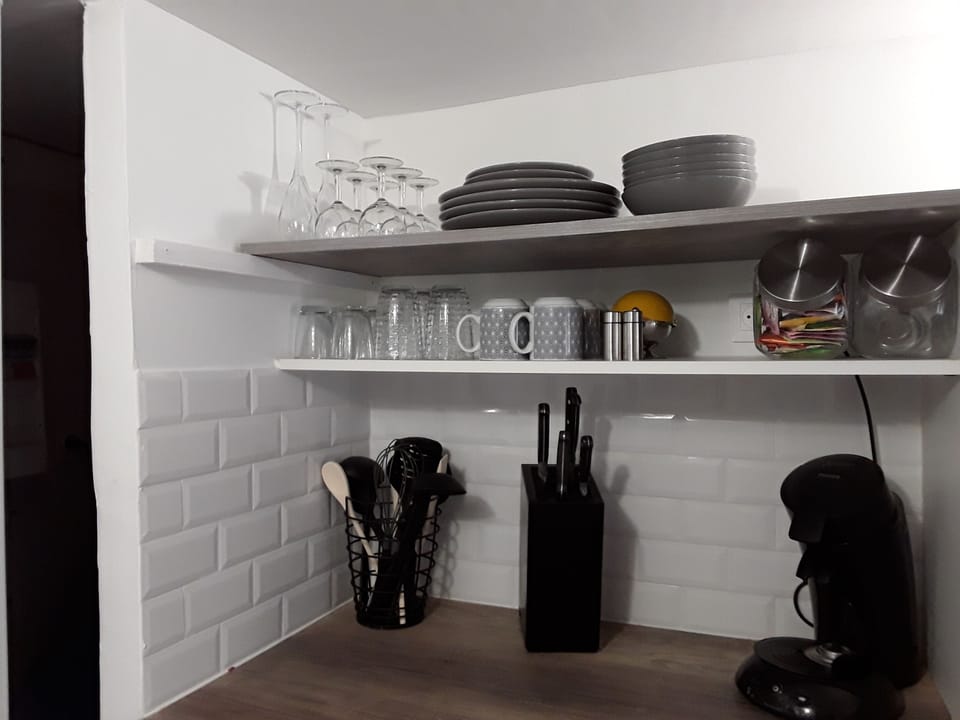 Dishware, Glassware, Cooking Utensils, Knives and Senseo Coffeemaker(pads).