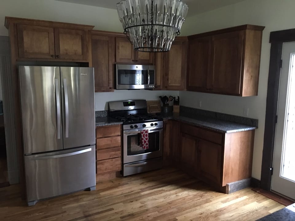 Kitchen range and fridge