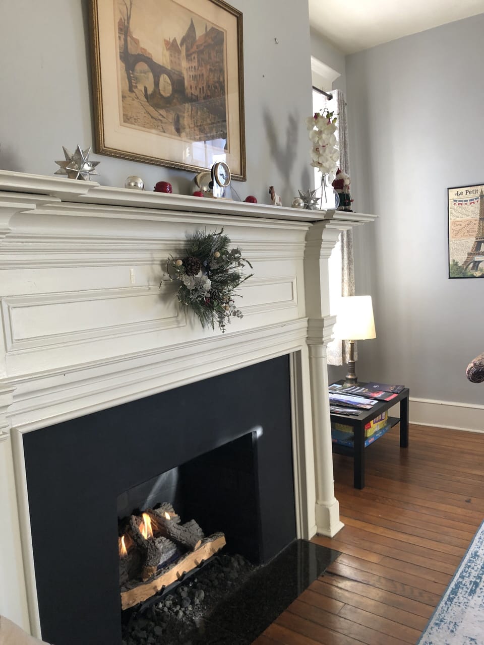 Remote control gas fireplace for cold months