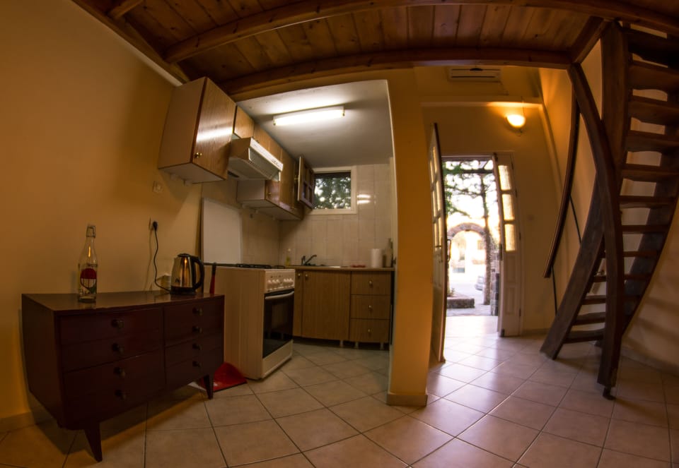 Apartment, Sea View | Private kitchen | Fridge, cleaning supplies, paper towels