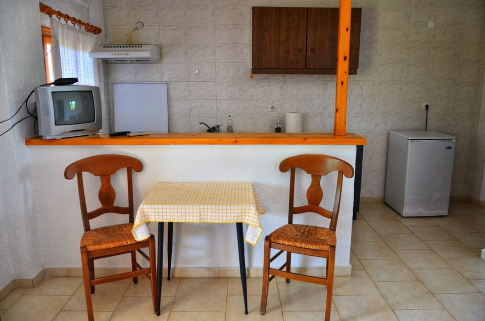 Basic Studio | Private kitchen | Fridge, cleaning supplies, paper towels