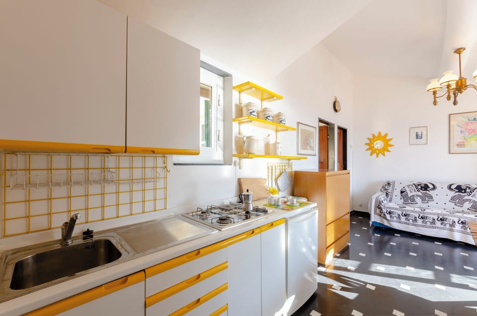 Apartment, 1 Double Bed with Sofa bed, Terrace, Sea View | Private kitchen | Fridge, dining tables