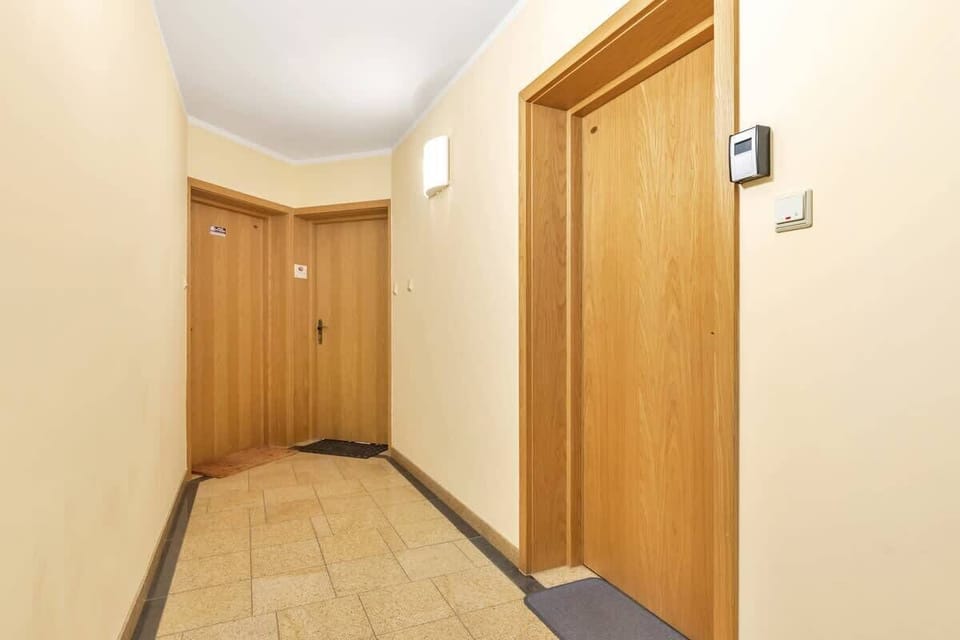 Entrance to the charming and comfortable studio designed in vivid colors.