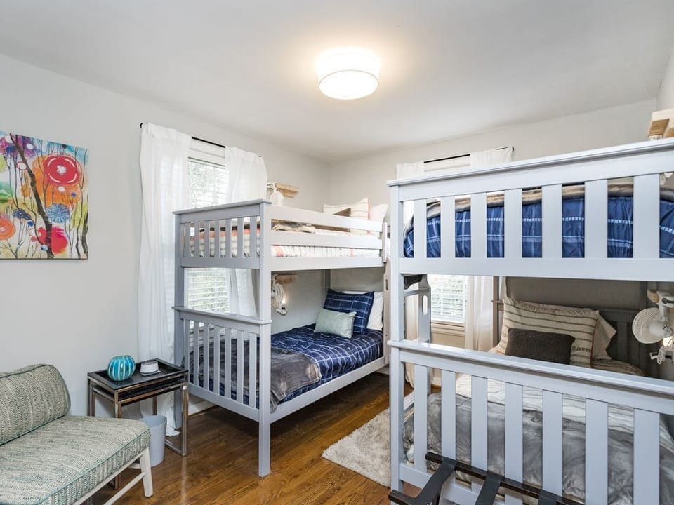 Bunk room with 2 adult size twin/twin bunks