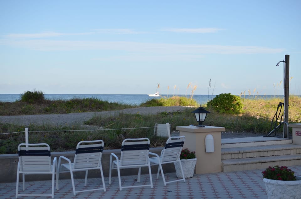 Pool deck right on the beach