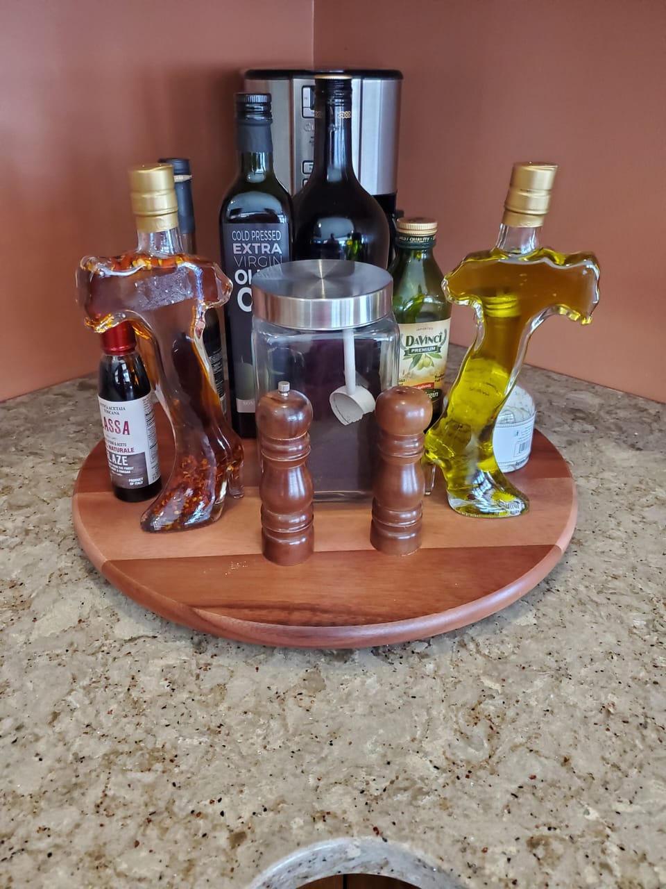 A variety of salts, oils and vinegars.