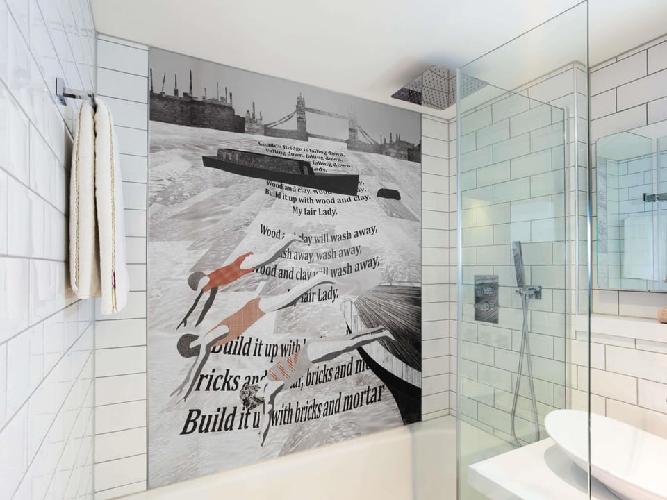 Shower, rainfall showerhead, eco-friendly toiletries, hair dryer