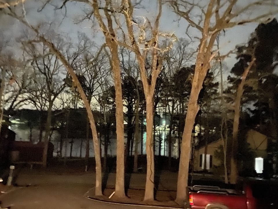 nighttime view from the front deck
