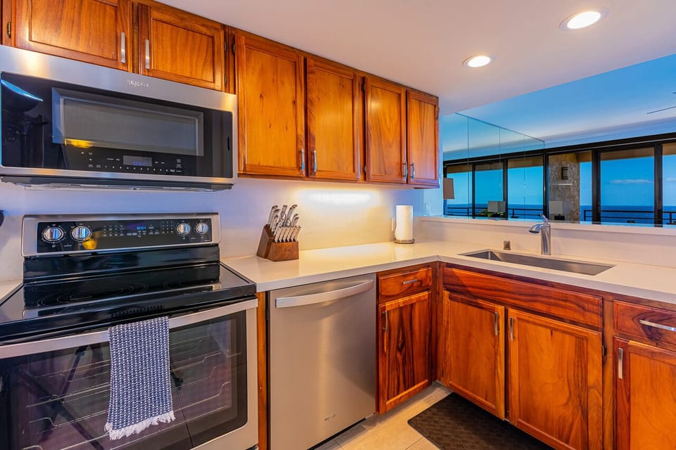 The chef in the family is sure to enjoy the view while cooking! 