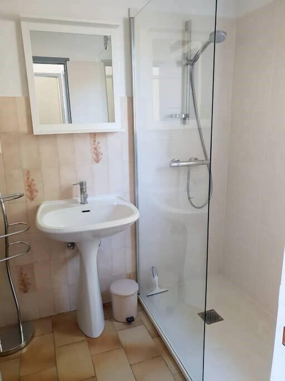 salle de bains avec grande douche