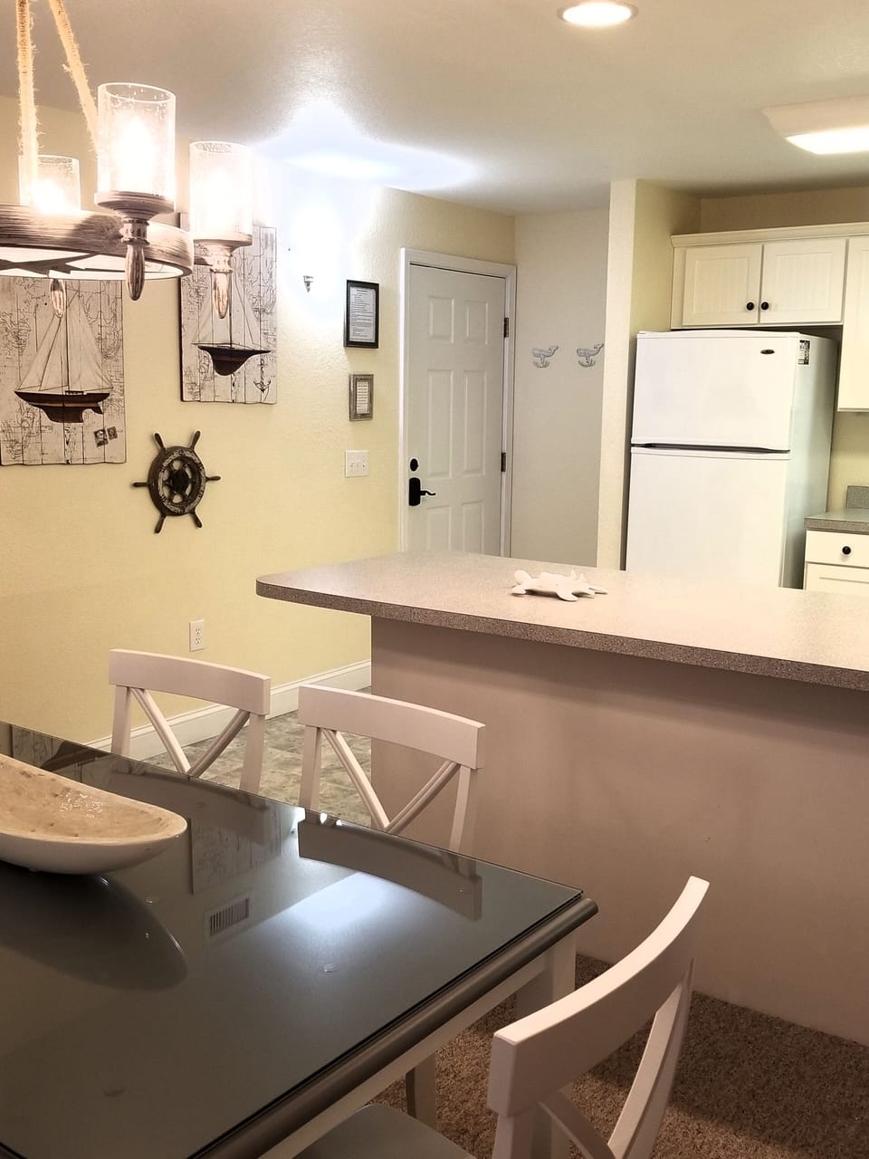 Dining Table and Kitchen Counter.