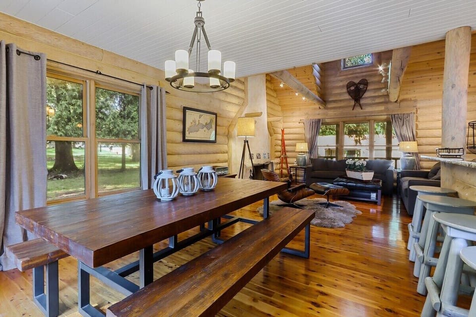 Large dining table with seating up to 12