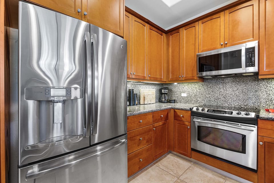 Well-equipped kitchen with stainless steel appliances