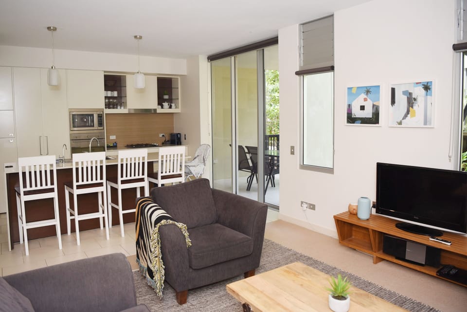 Combined kitchen, living and dining.