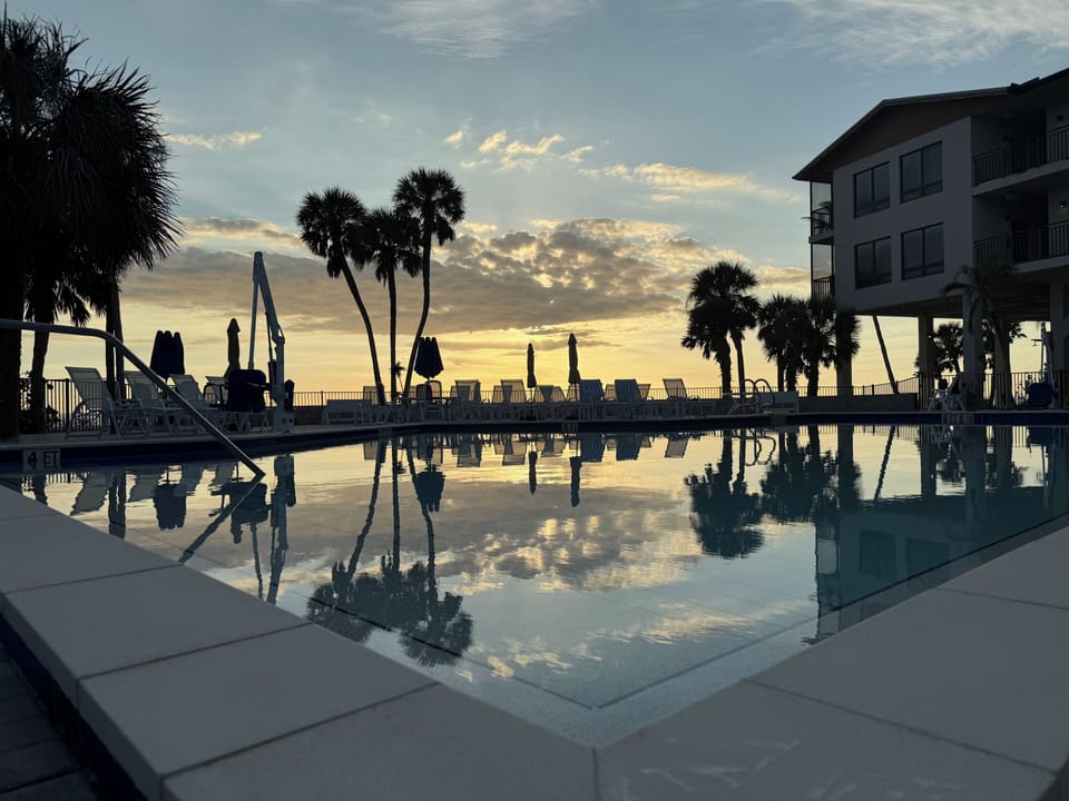 Sunset view of the Pool deck area 