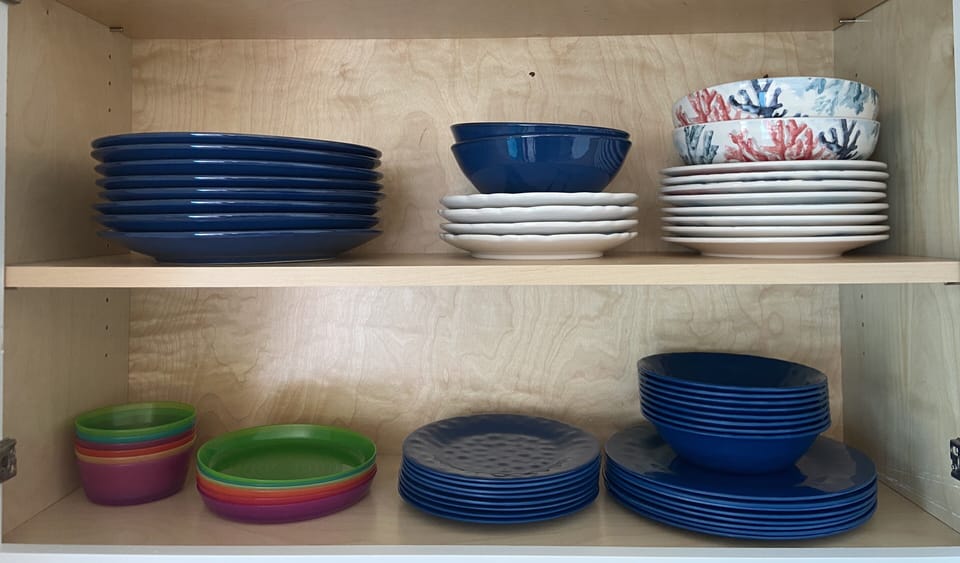Kitchen includes adult and kids dinnerware
