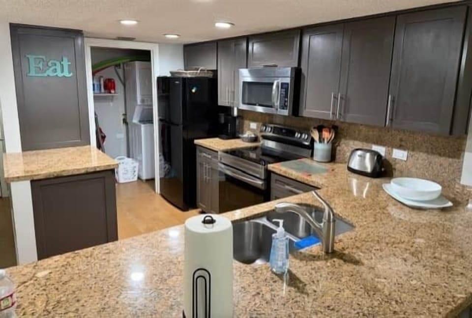 Fully stocked kitchen and laundry