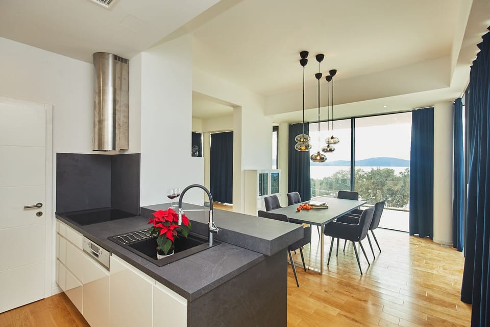Design Villa, 6 Bedrooms, Private Pool, Sea View (6 Bedrooms) | Private kitchen | Full-size fridge, microwave, oven, stovetop
