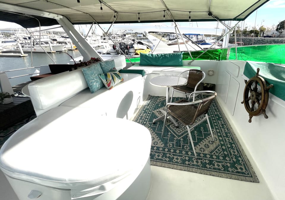 Front of fly deck with eating area