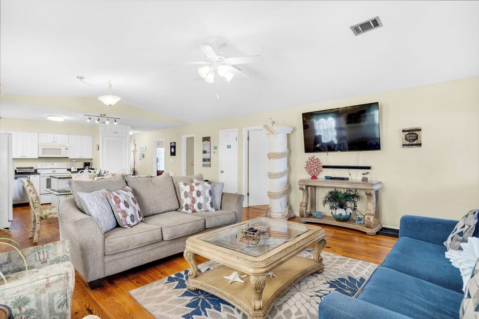 Enjoy a movie on the flat screen TV