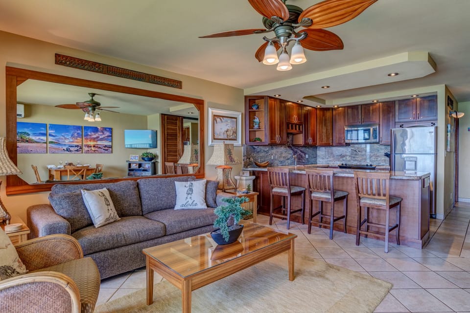 Living room features a Queen size sofa sleeper for additional guests