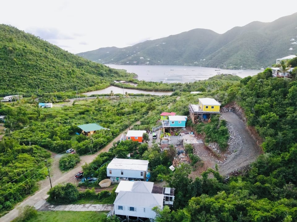 Nestled in the Eden area of Coral Bay, there is an ocean view from the deck.