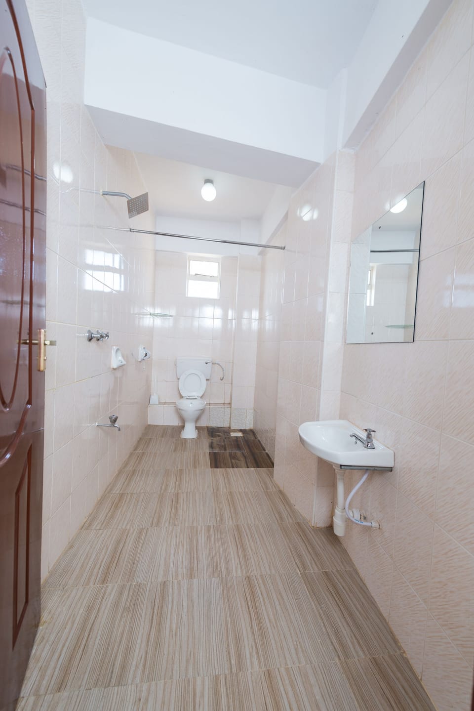Shower, rainfall showerhead, towels