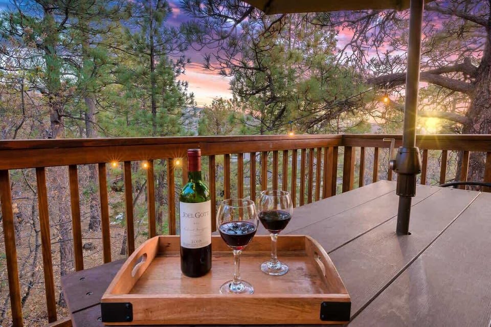 Wine on the deck at sunset is our favorite!