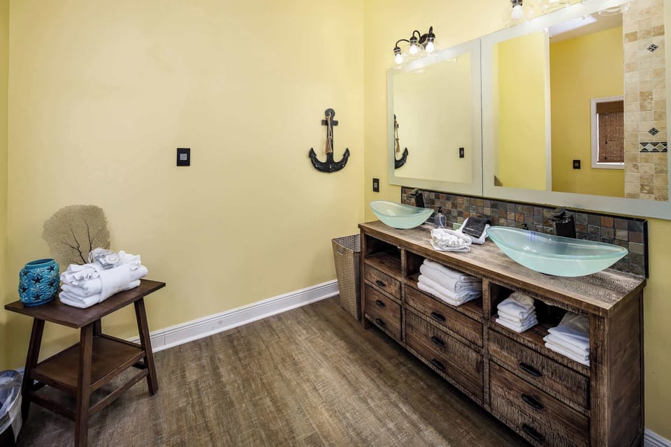 Master bathroom with double sinks