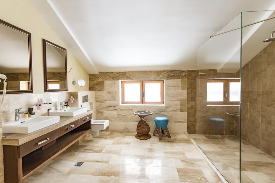 Executive Apartment | Bathroom | Shower, free toiletries, hair dryer, slippers