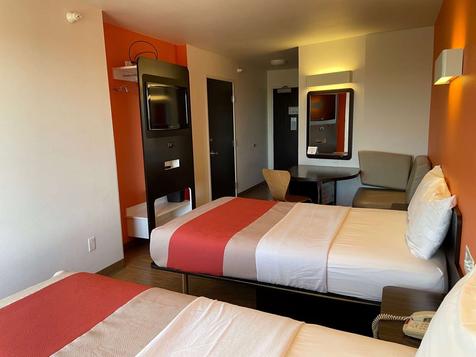 Room, 2 Double Beds, Non Smoking | Desk, laptop workspace, free WiFi, bed sheets