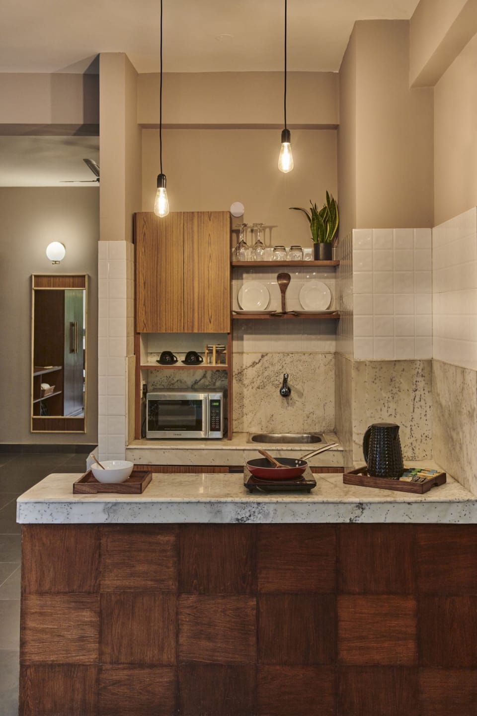 Design Studio, 1 King Bed, Balcony | Private kitchen | Shared fridge