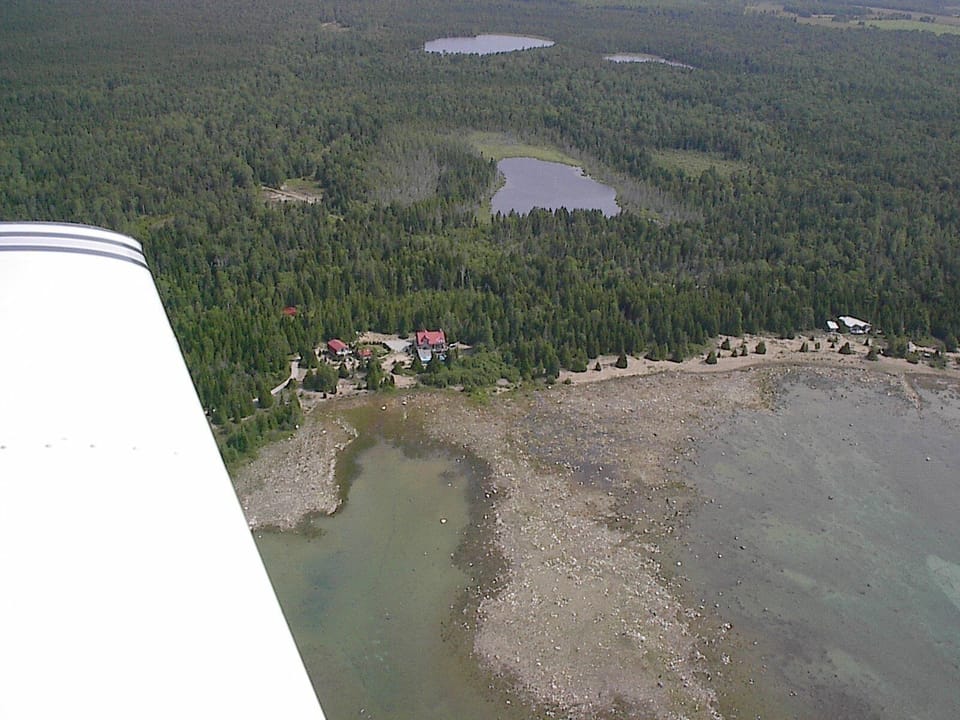 Partial aerial view of the property taken a decade ago when water levels fell.