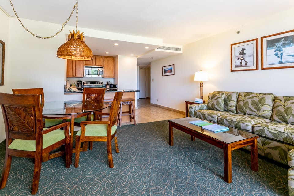 Unwind in your spacious open-plan suite where tropical décor meets island comfort—perfect for relaxing after a day of adventure or gathering with loved ones over a home-cooked meal.